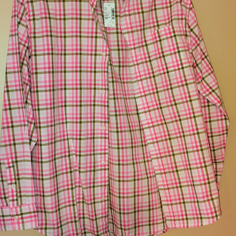 The Children's Place Pink and Green Plaid Button Down Shirt